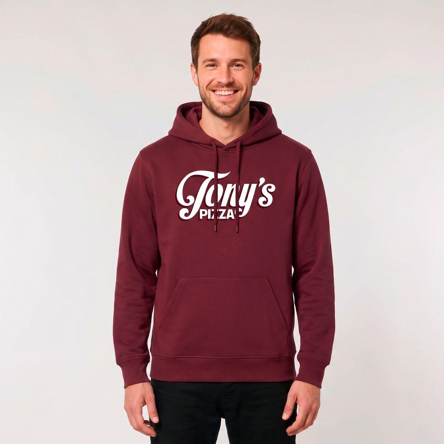 Tony's Pizza Hoodie large logo | Maroon