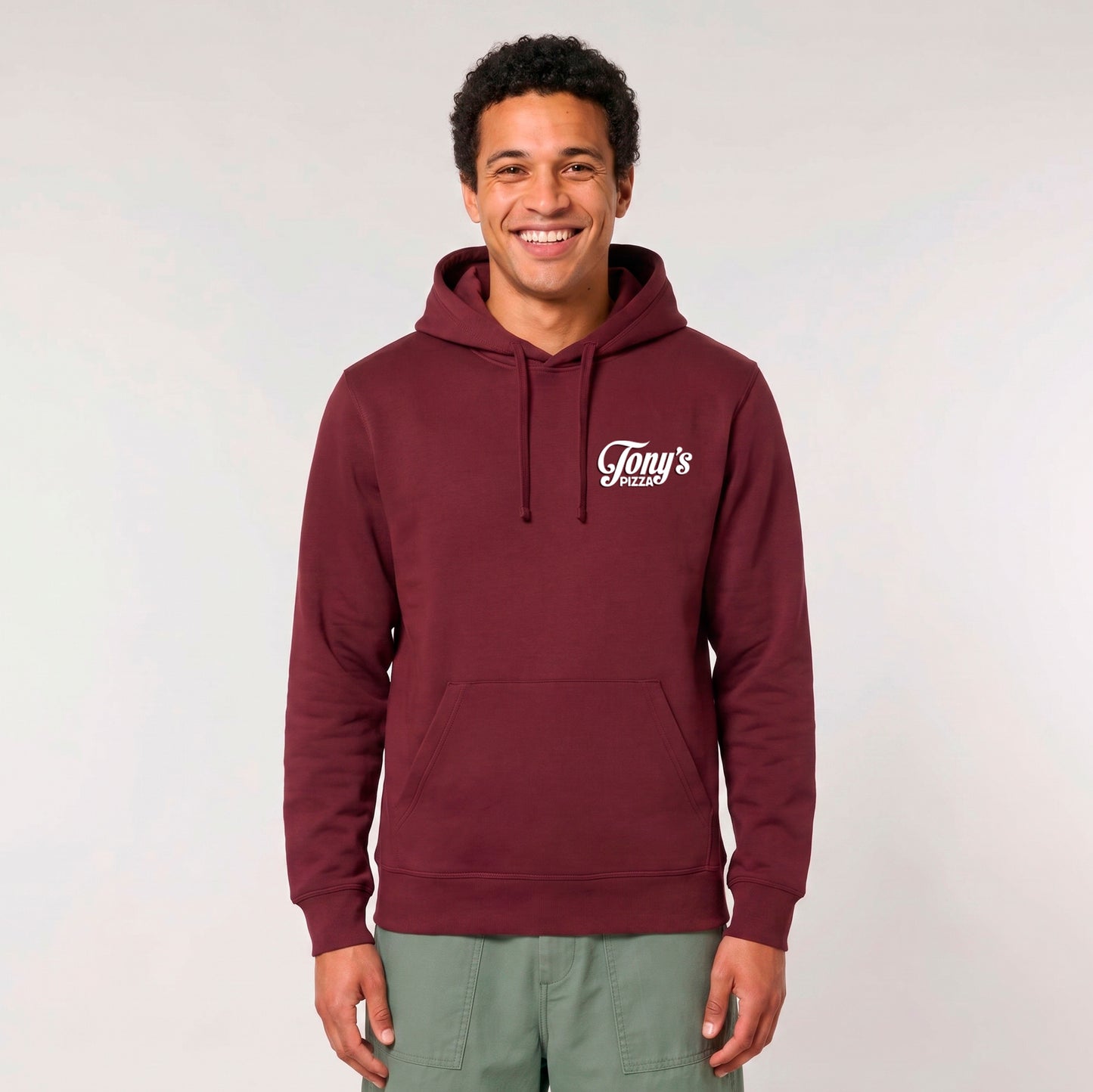 Tony's Pizza Hoodie small logo | Maroon