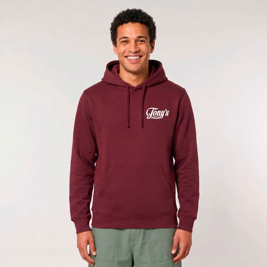 Tony's Pizza Hoodie small logo | Maroon